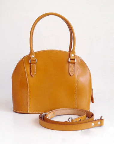 Handmade Leather handbag shoulder bag yellow brown for women leather shoulder bag