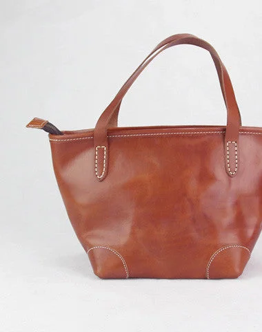 Handmade modern vintage fashion leather busket handbag shopper Bag for women