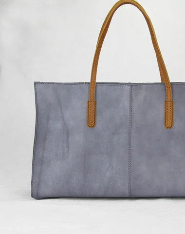 Handmade vintage leather large gray minimalist handbag shoulder Bag for women