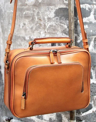 Handmade vintage satchel leather normal messenger bag orange shoulder bag handbag for women