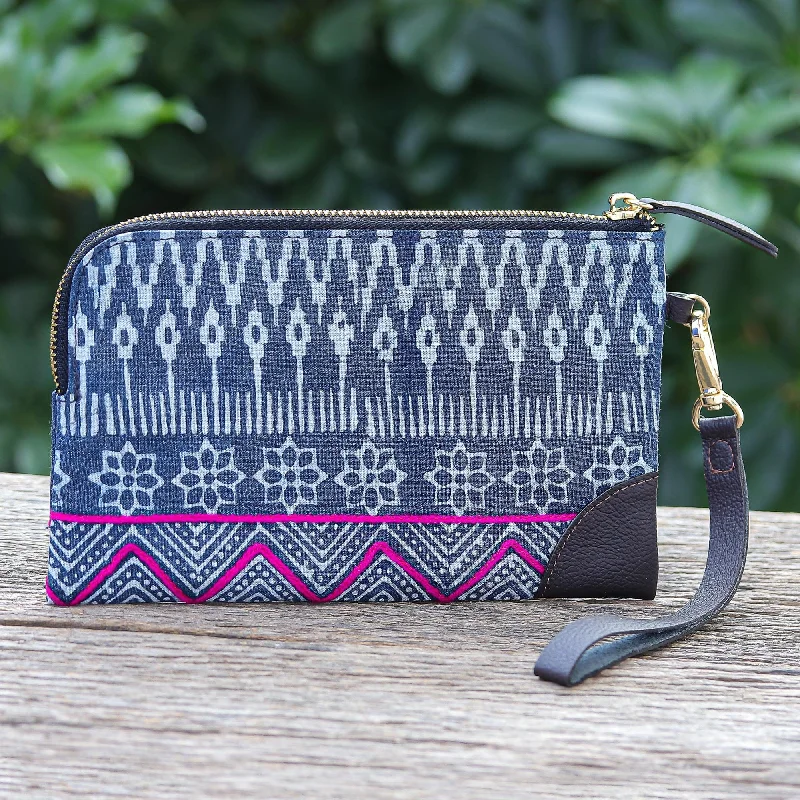 Hmong Geometric Block Print Cotton Wristlet Bag - Neat and Tidy