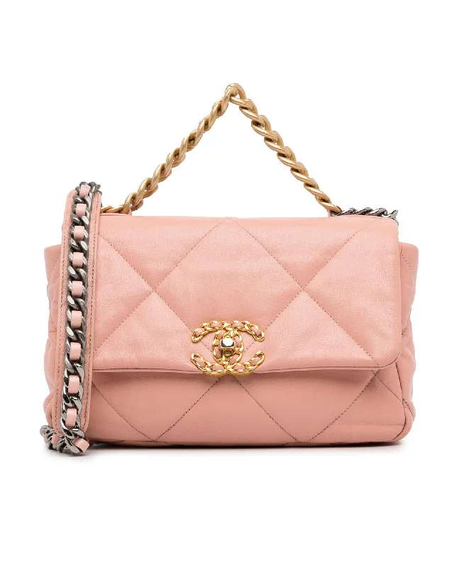 Chanel 19 Flap Bag in Pink Lambskin Leather