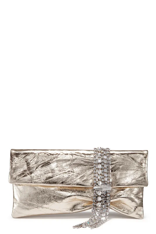 Zandra Clutch - Light Platinum Silver