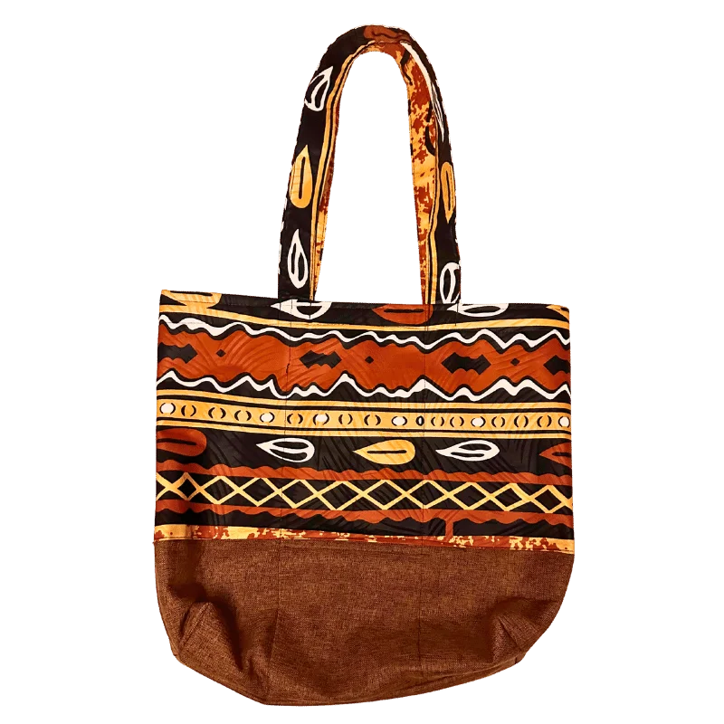 African Print Tote Bag with Zipper Pattern 1