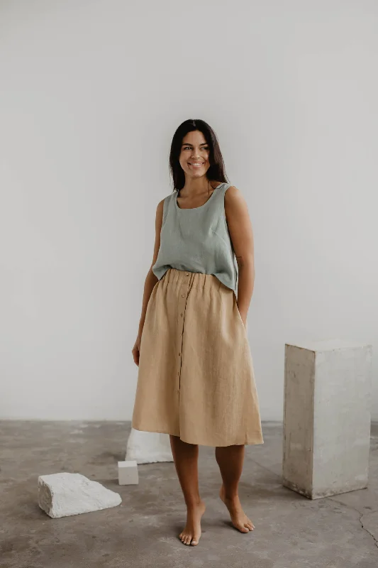 Certified linen skirt with buttons Daisy