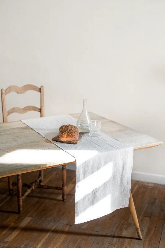 Certified linen table runner in Cream