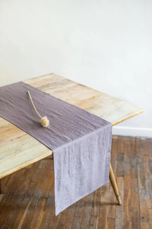 Certified linen table runner in Dusty Lavender