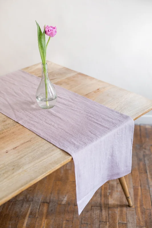 Certified linen table runner in Dusty Rose