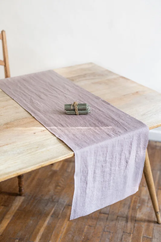 Certified linen table runner in Rosy Brown