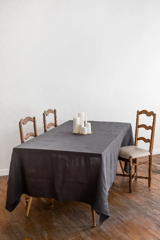 Certified linen tablecloth in Charcoal