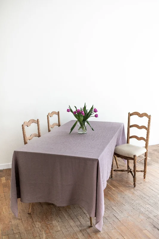 Certified linen tablecloth in Dusty Lavender