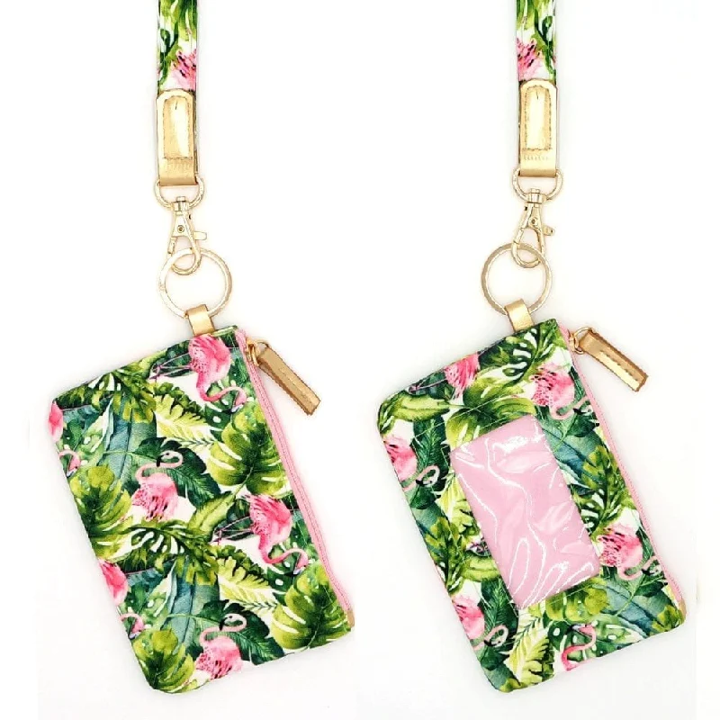 MB0147 Tropical Flamingo Lanyard ID Wallet