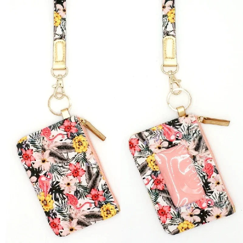 MB0149 Tropical Flamingo Lanyard ID Wallet