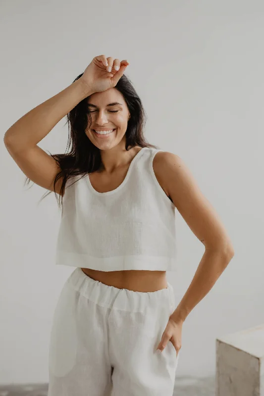 Certified linen mini crop top Pippa