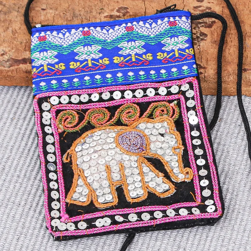 Multicolored Fabric Sling Bag - Elephant Glitz