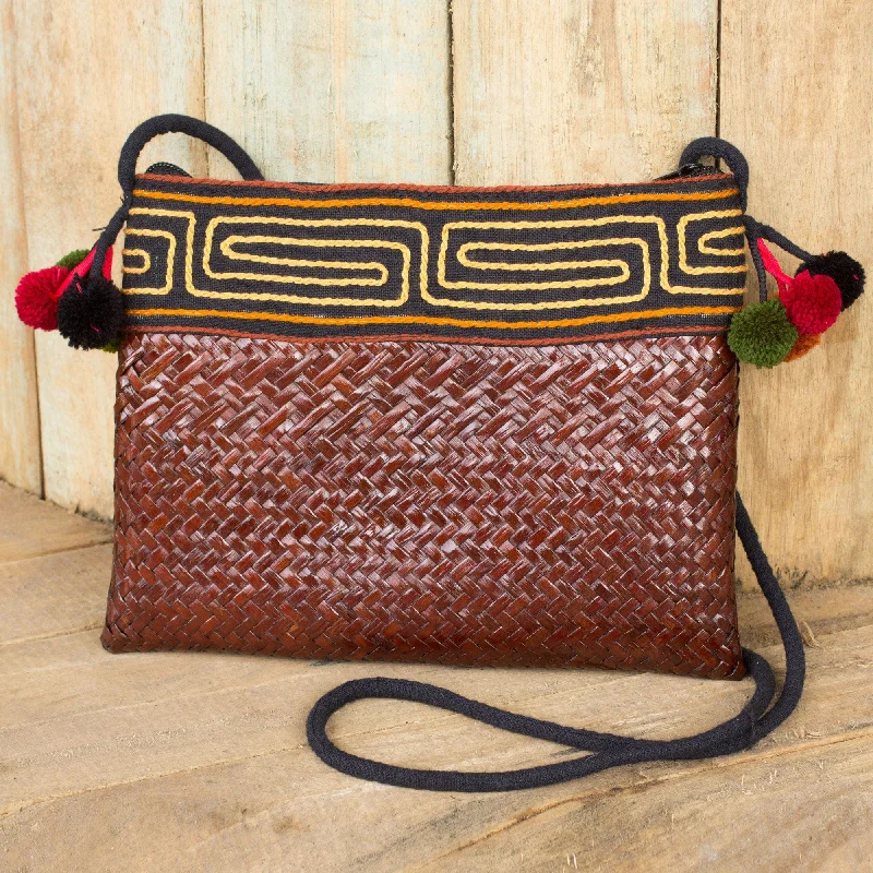 Natural Fiber Hill Tribe Shoulder Bag Woven by Hand - Akha Wonder of Brown