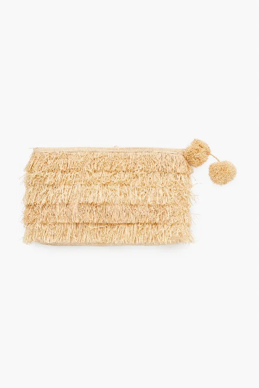 Natural Sasha Fringe Clutch