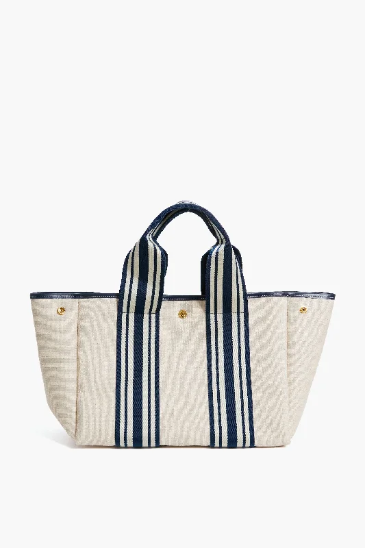 Navy Equestrian Traversee M Linen Tote