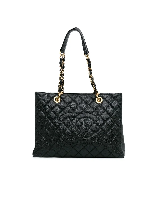 Quilted Leather Shopping Tote with Chain Straps