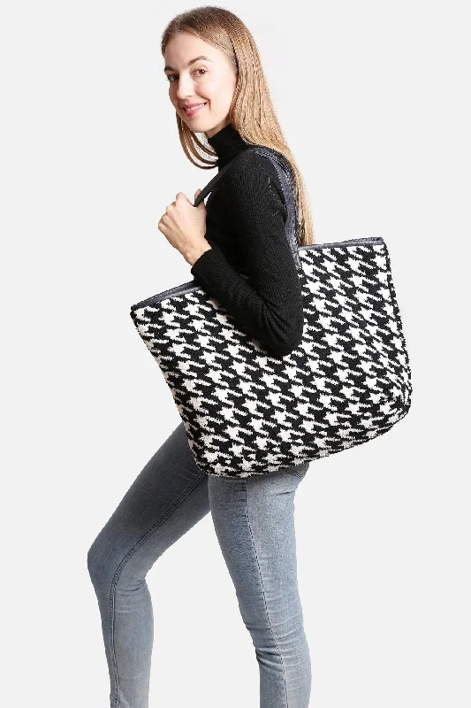 JCL2132 HOUNDSTOOTH Super Lux Microfiber Tote