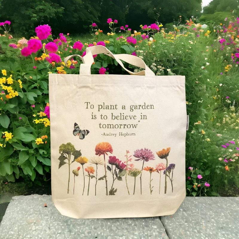 Plant a Garden, Believe in Tomorrow Audrey Hepburn Wildflower Tote Bag