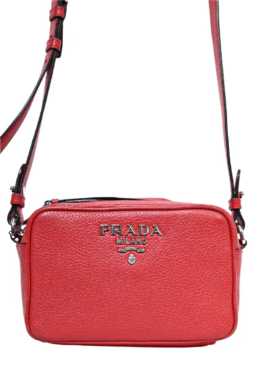 Prada Red Leather Phenix Crossbody Camera Bag