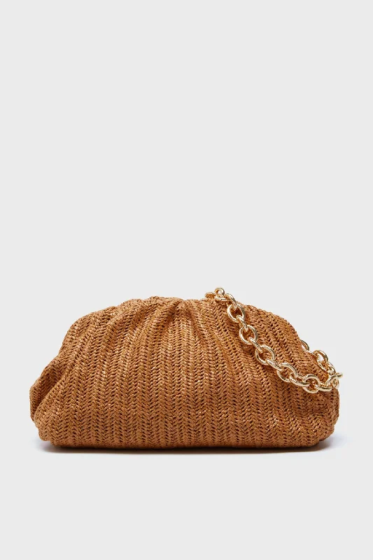 Dark Raffia Slouchy Clutch