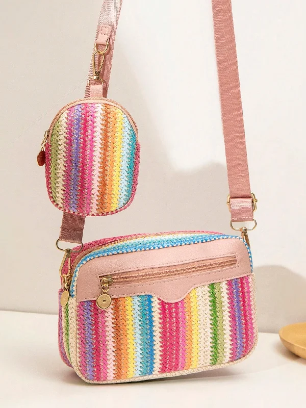 Spring/Summer Woven Fashion Women Bag, Minimalist Shoulder Crossbody Bag, Sweet Square Bag