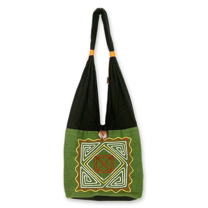 Thai Embroidered Cotton Shoulder Bag  - Jade Secrets