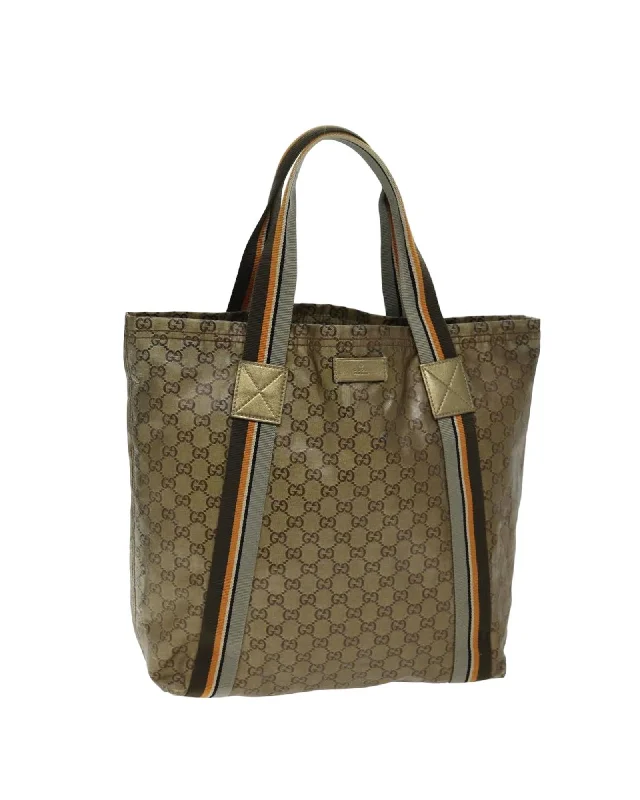 GG Crystal Canvas Tote Bag with Gold Tone Details