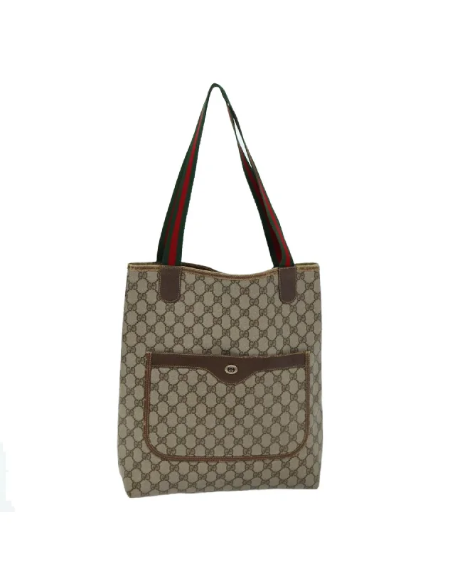 GG Supreme Web Sherry Line Tote Bag in PVC Leather and GG Canvas