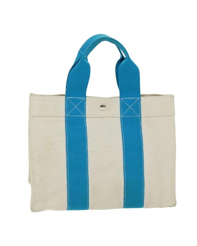 Canvas Tote Bag with Blue and White Stripes by Hermes