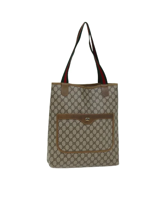 GG Supreme Web Sherry Line Tote Bag with Canvas Material