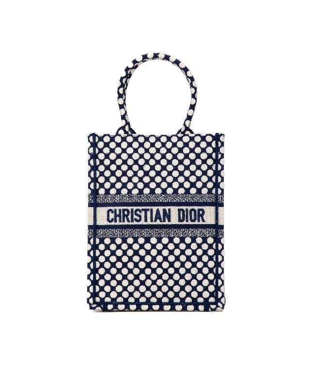 Canvas Vertical Book Tote with Dots Pattern