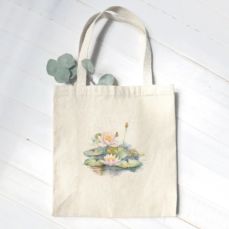 Watercolor Water Lilies - Canvas Tote Bag