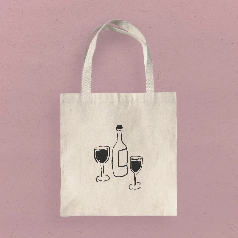 Wine and Glasses - Canvas Tote Bag