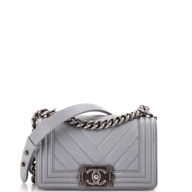 Boy Flap Bag Chevron Caviar Small