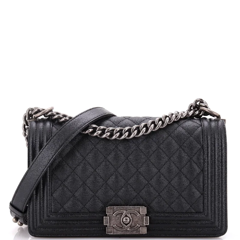 Boy Flap Bag Quilted Caviar Old Medium