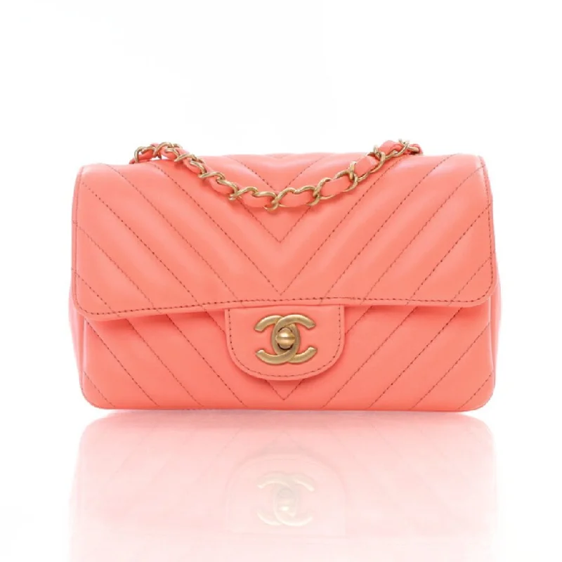 Chanel Chevron Mini Rectangle Pink Lambskin