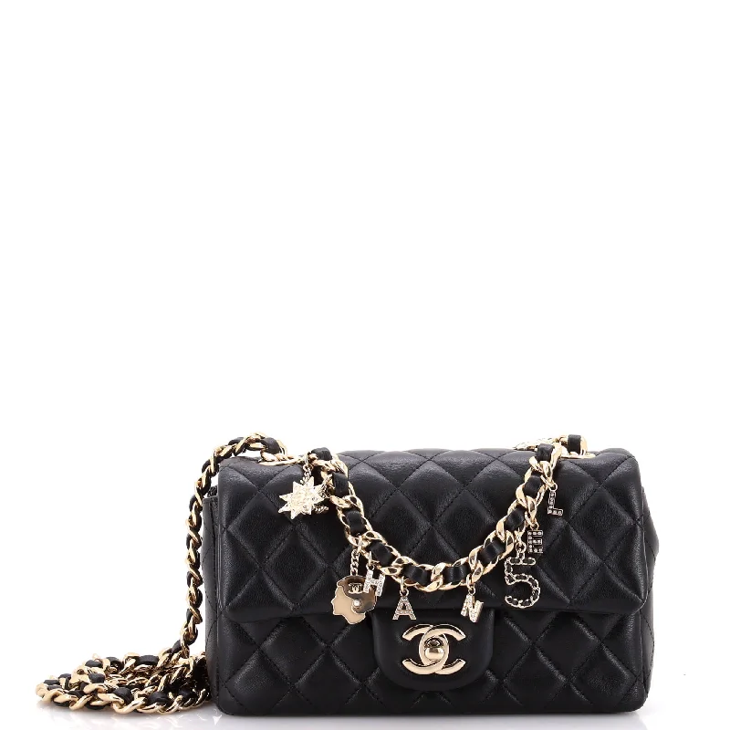 Coco Charms Classic Single Flap Bag Quilted Lambskin Mini