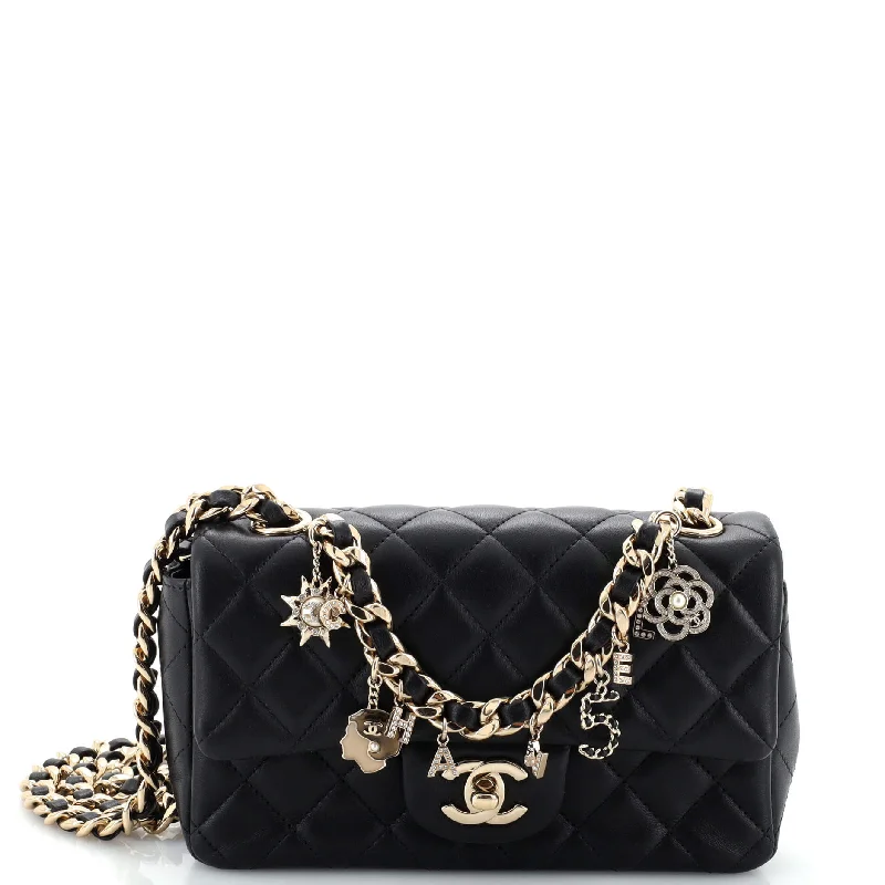 Coco Charms Classic Single Flap Bag Quilted Lambskin Mini