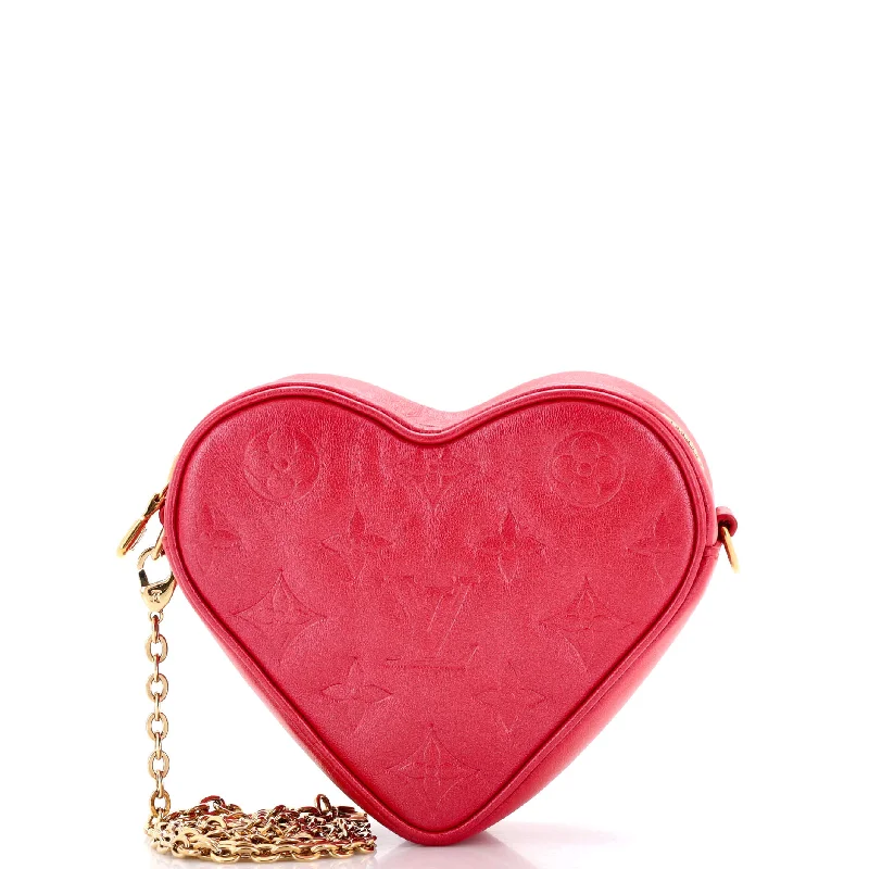 Coeur Heart on Chain Bag Monogram Embossed Lambskin