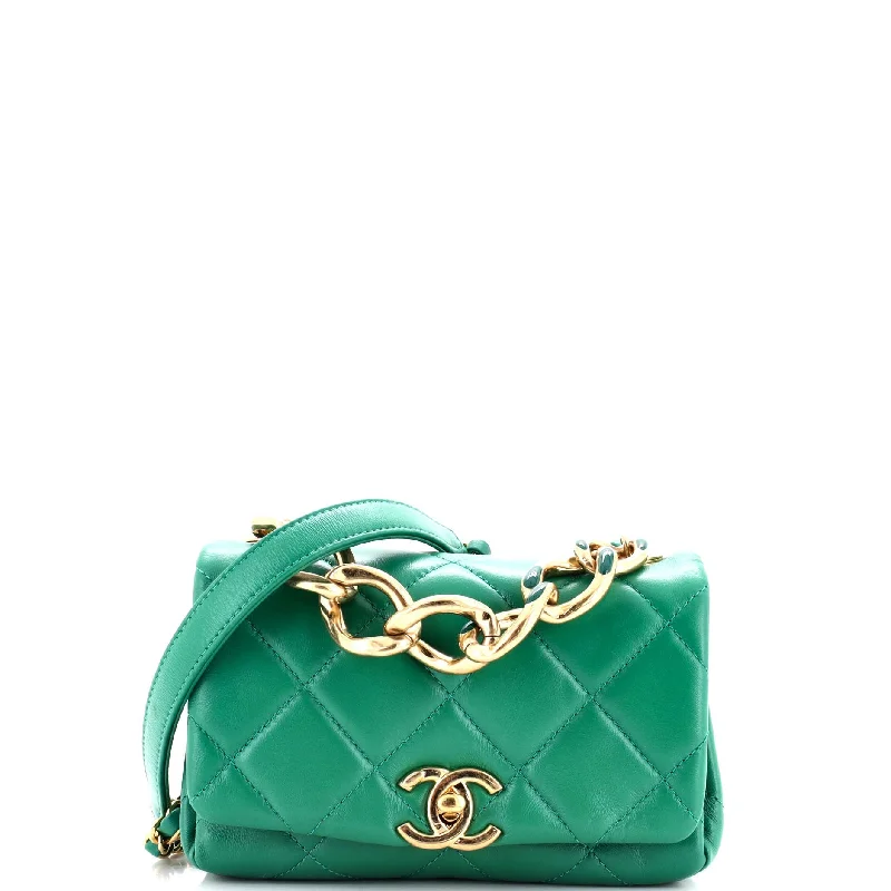 Color Match Flap Bag Quilted Lambskin Mini