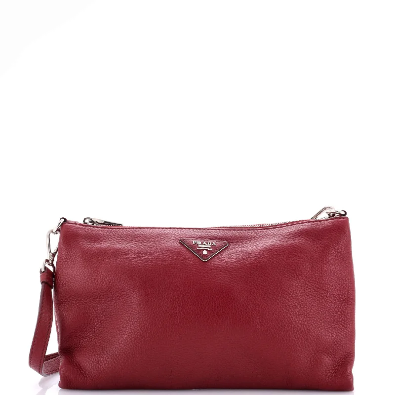 Flat Zip Crossbody Bag Vitello Daino Mini