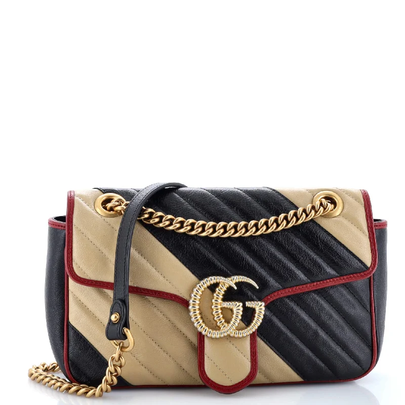 GG Marmont Flap Bag Diagonal Quilted Leather Small