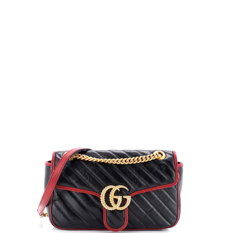 GG Marmont Flap Bag Diagonal Quilted Leather Small