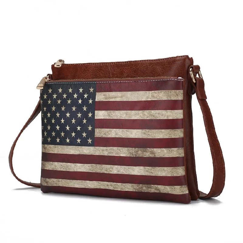 Madeline Printed Flag Vegan Leather Women’s Crossbody Bag