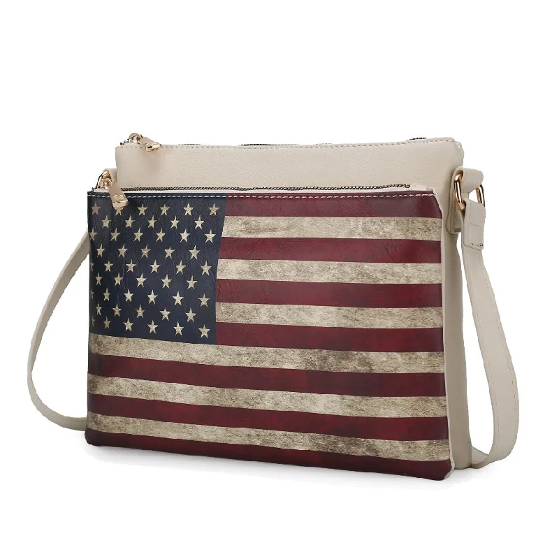 Madeline Printed Flag Vegan Leather Women’s Crossbody Bag