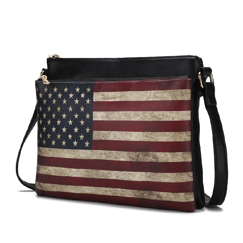 Madeline Printed Flag Vegan Leather Women’s Crossbody Bag