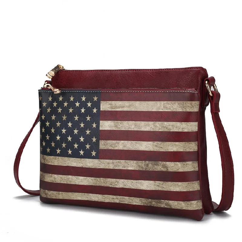 Madeline Printed Flag Vegan Leather Women’s Crossbody Bag